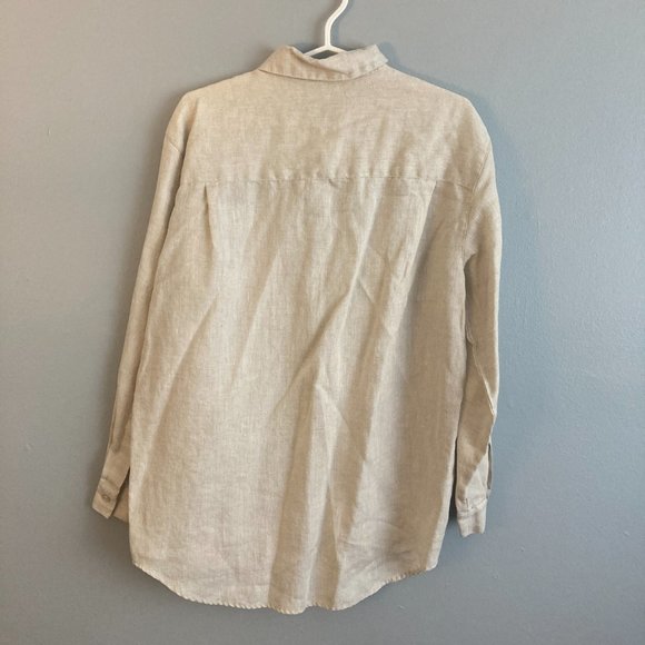 Liz Claiborne Women’s 100% Linen Cream Button Up Shirt Blouse Size Med - Picture 5 of 6